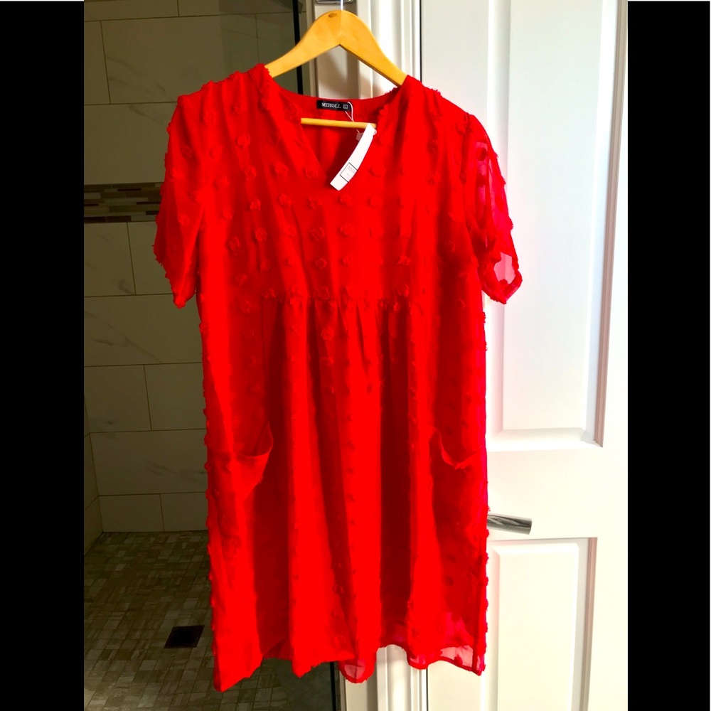 NWT red baby doll dress size L